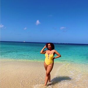Forever 21 Yellow Summer One Piece Swimsuit